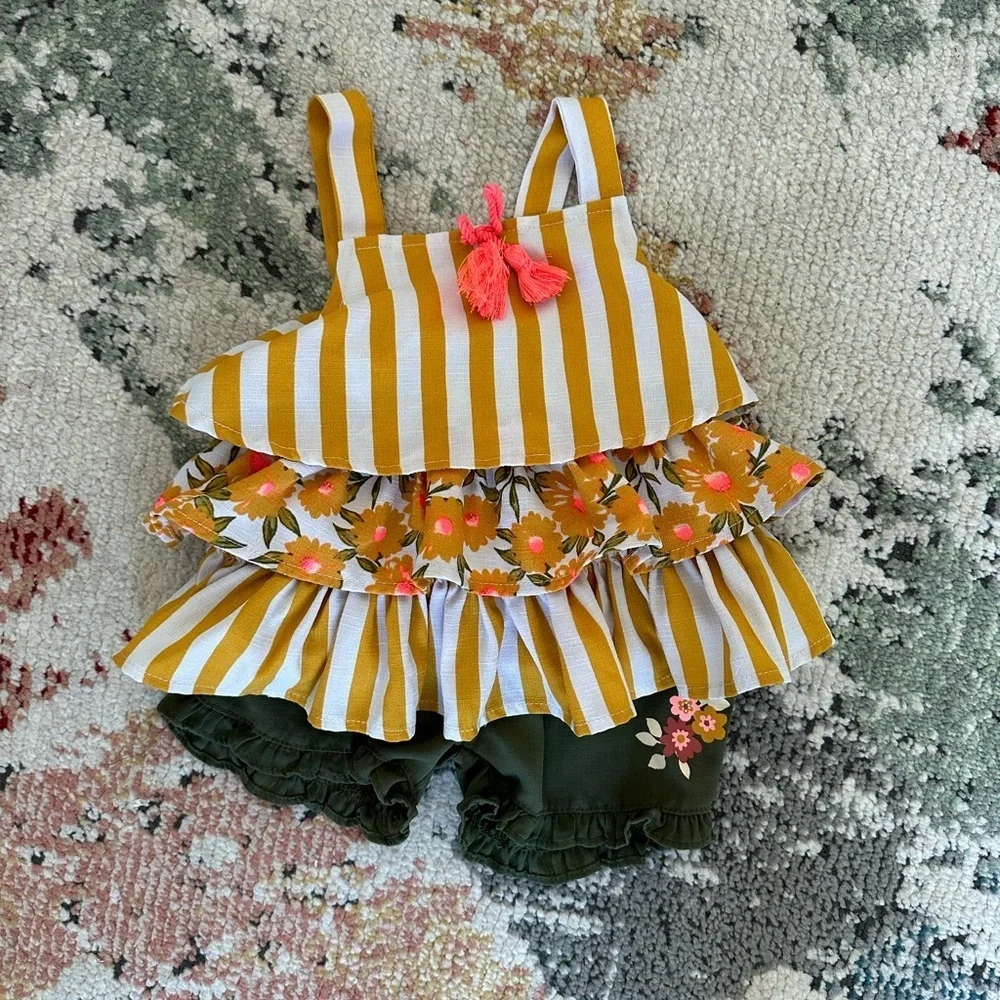 Daisy Fuentes Bohemian Ruffle Flowy Blouse + Ruffle Shorts 18 M Baby Girl